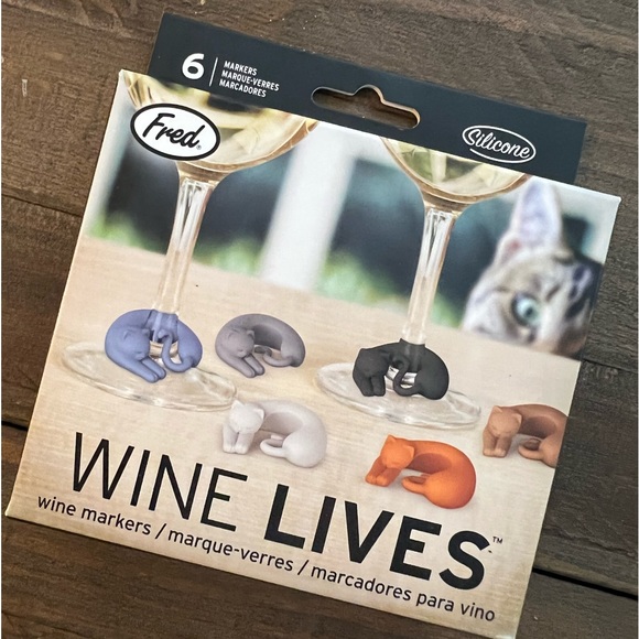 Fred Other - NIB Fred Wine Lives Cat Wine Glass Markers